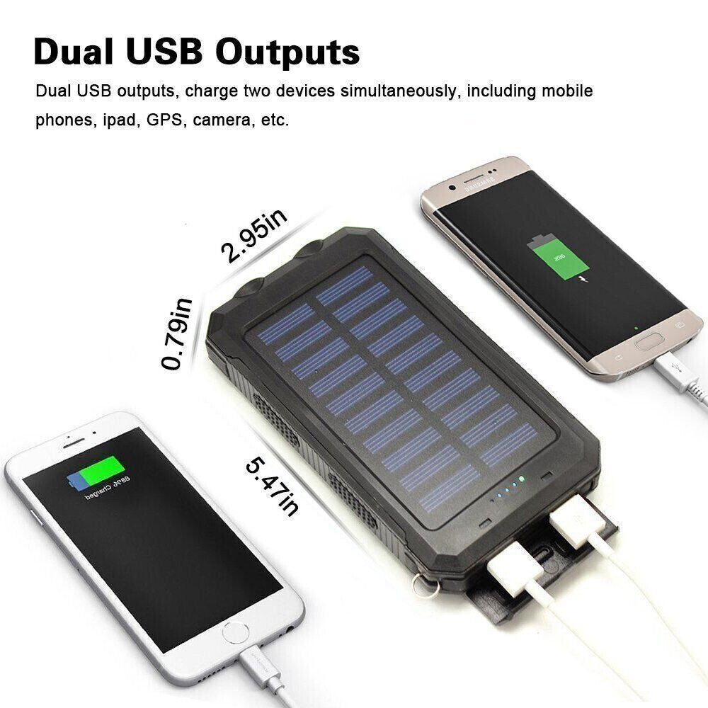 2024 Super Large Capacity USB Portable Charger Solar Power Bank for Cell Phone