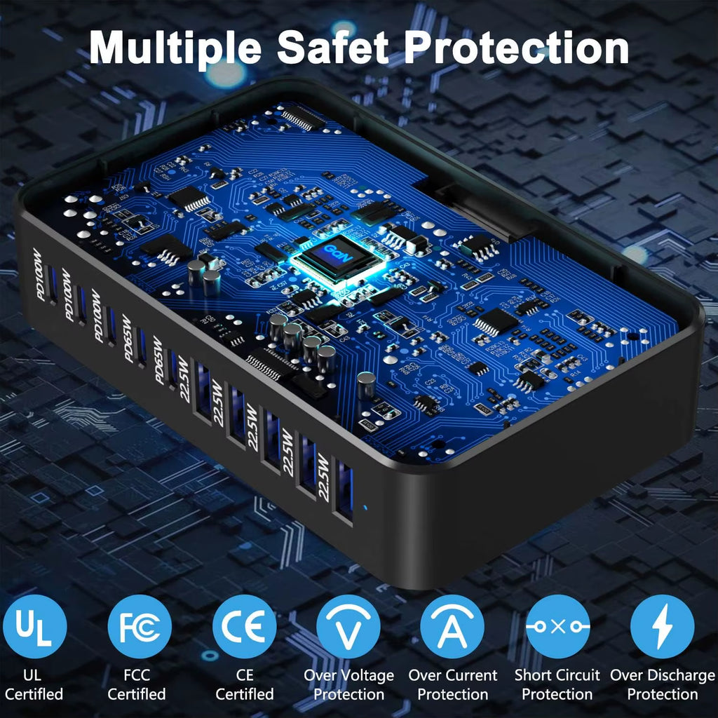 200/300/540/620W GaN High Power 10-Port Fast Charger