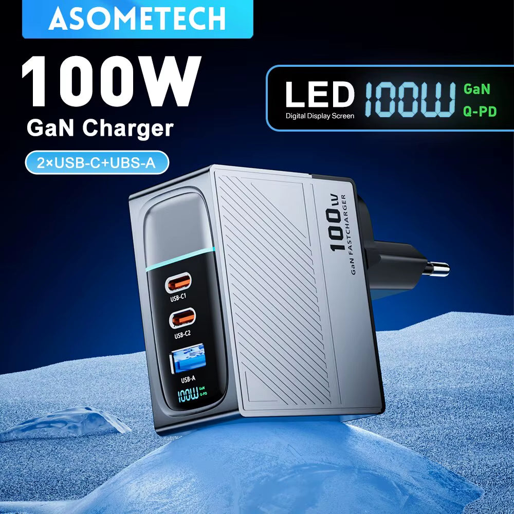 100W GaN Charger QC4.0 PD PPS Display Fast Charger