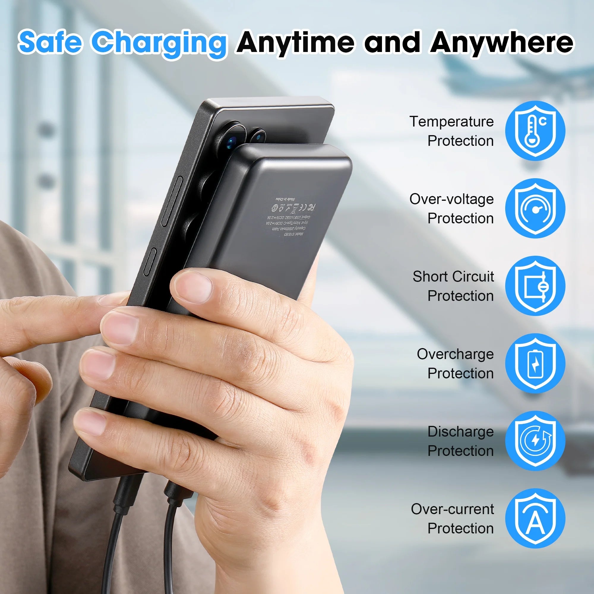 20000Mah Portable Phone Charger for Iphone , Cell Phone Portable Power Banks with Micro and Type C Inputs, Dual USB Output Battery Pack for Android, Galaxy, Pixel(Black)