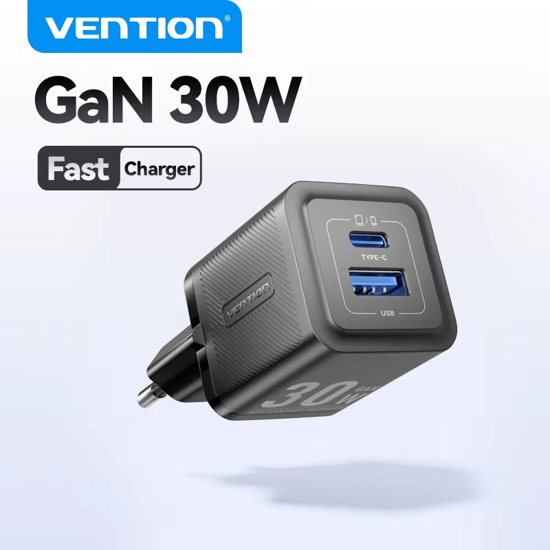 Gan 30W Fast Charger for Iphone 16 15 14 13 12 PD3.0 Charger for Ipad Pro Xiaomi Samsung USB Type C Mobile Phone Charger