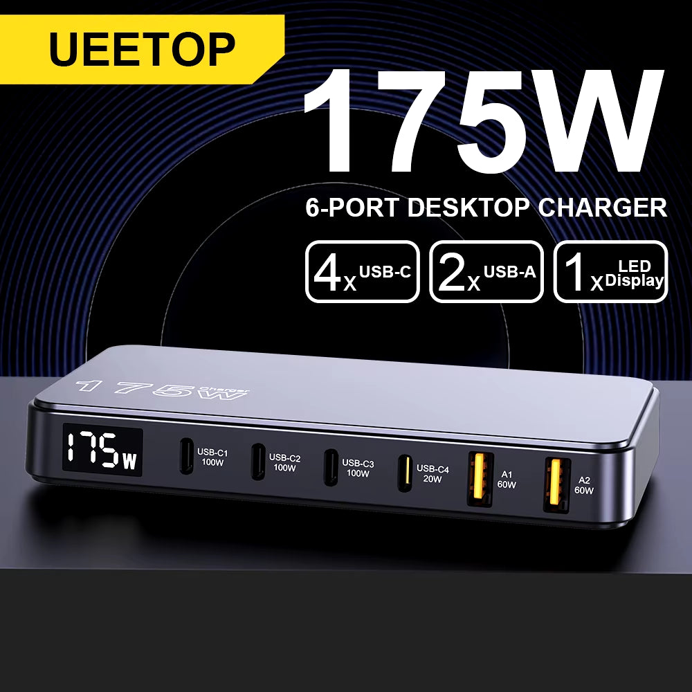 175W Desktop GaN Fast Charger 6-Port