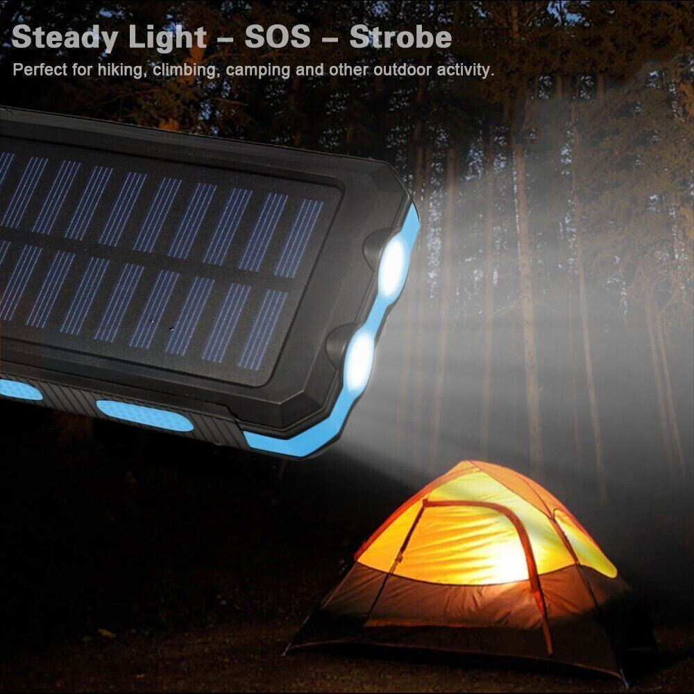 2024 Super Large Capacity USB Portable Charger Solar Power Bank for Cell Phone
