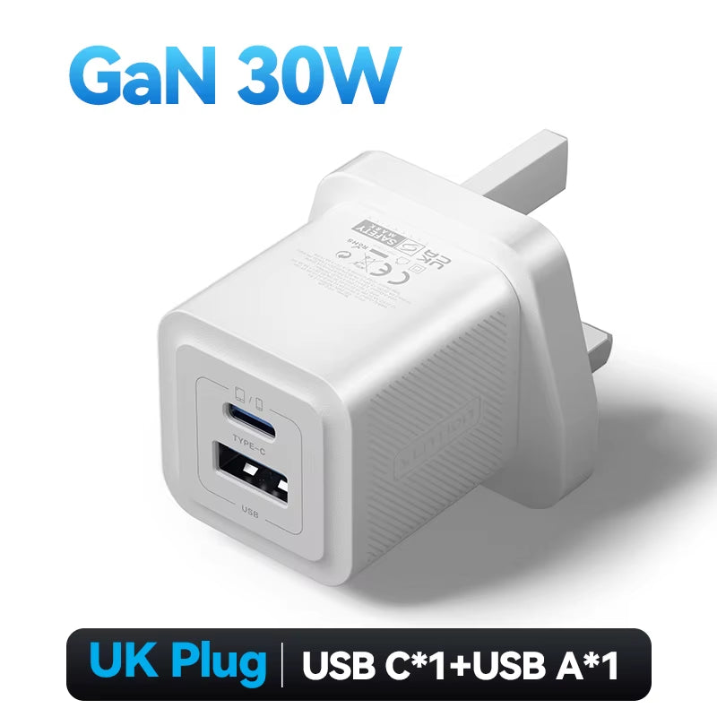 Gan 30W Fast Charger for Iphone 16 15 14 13 12 PD3.0 Charger for Ipad Pro Xiaomi Samsung USB Type C Mobile Phone Charger