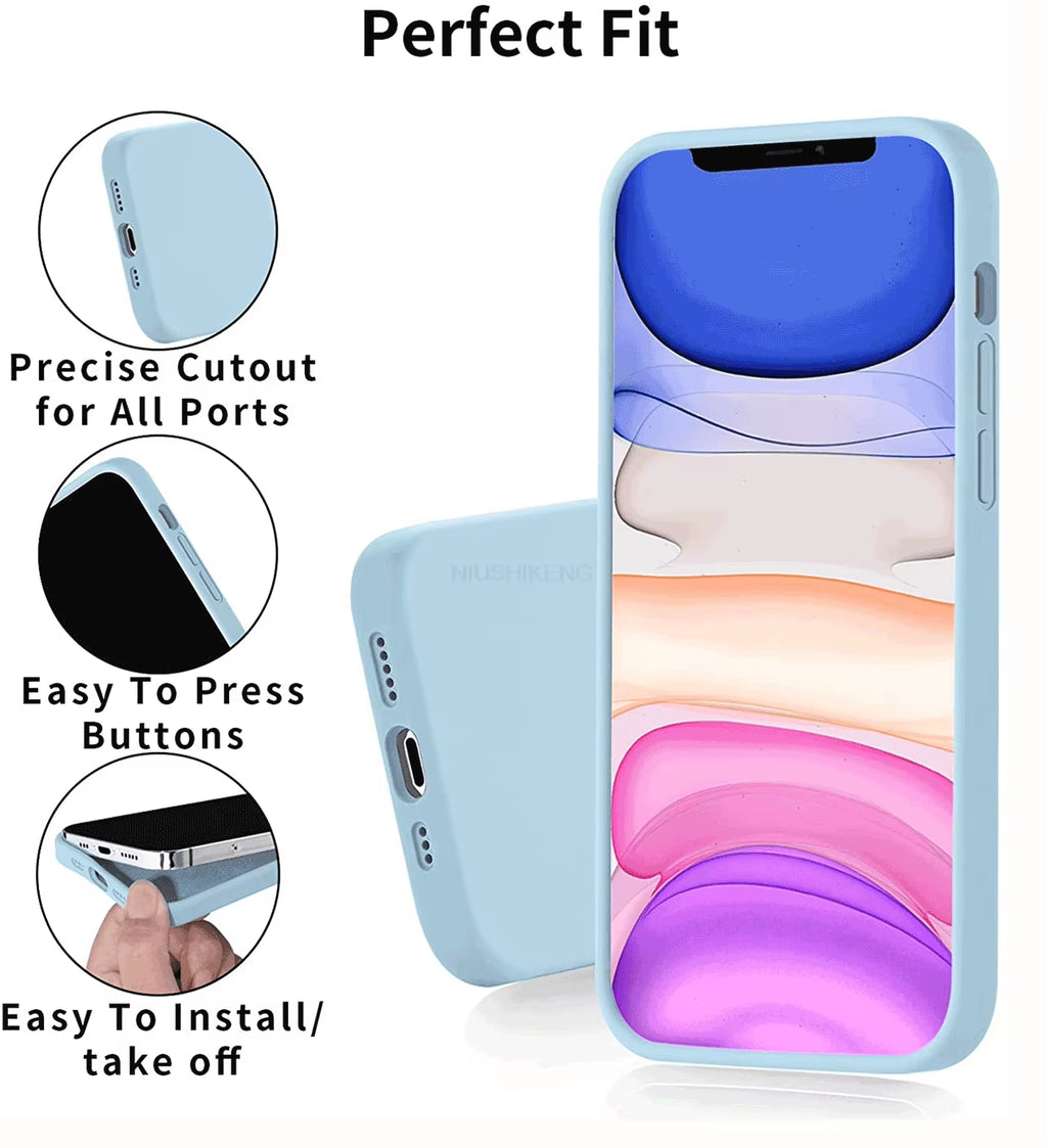 Liquid Silicone Case for Apple Iphone 15 16 14 13 12 11 17 Pro Max 17 Air 16 plus Phone Original Official Style Protective Cover