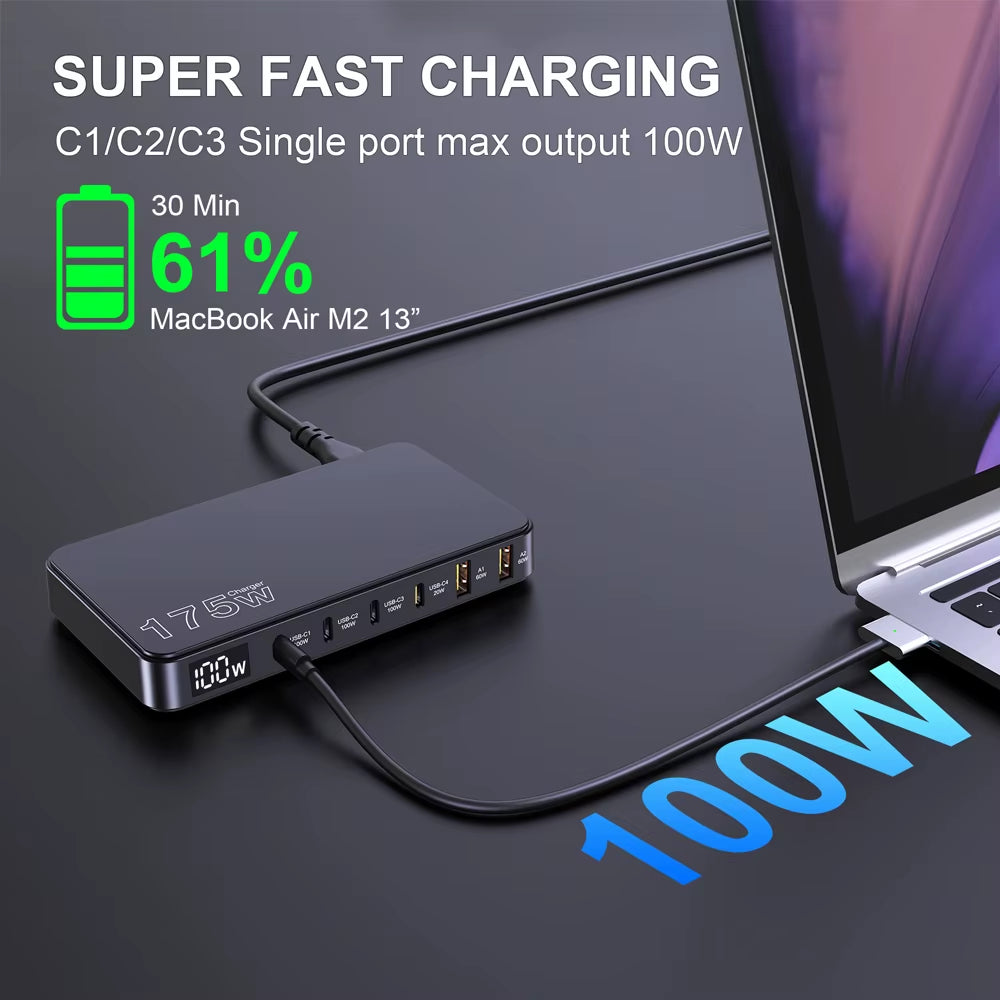 175W Desktop GaN Fast Charger 6-Port