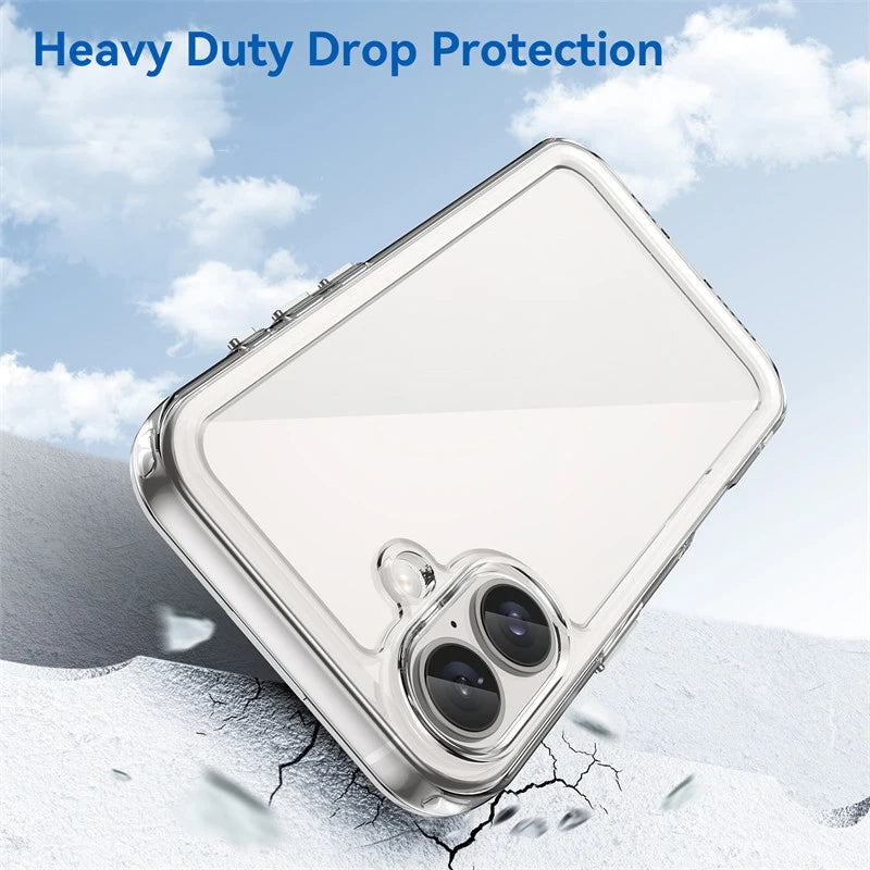 For Iphone 16 Case Iphone 16 plus Pro Max Cover Luxury Clear PC Shockproof Silicone Protective Phone Back Cover for Iphone 16