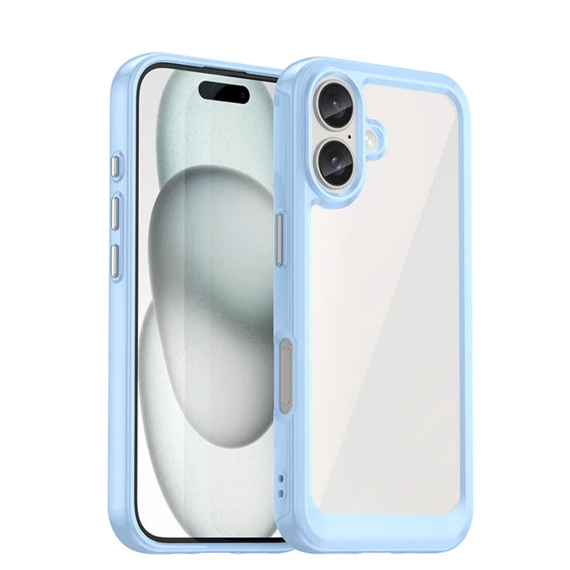 For Iphone 16 Case Iphone 16 plus Pro Max Cover Luxury Clear PC Shockproof Silicone Protective Phone Back Cover for Iphone 16