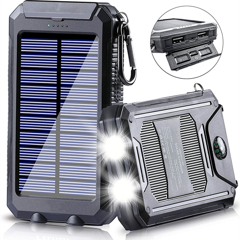2024 Super Large Capacity USB Portable Charger Solar Power Bank for Cell Phone