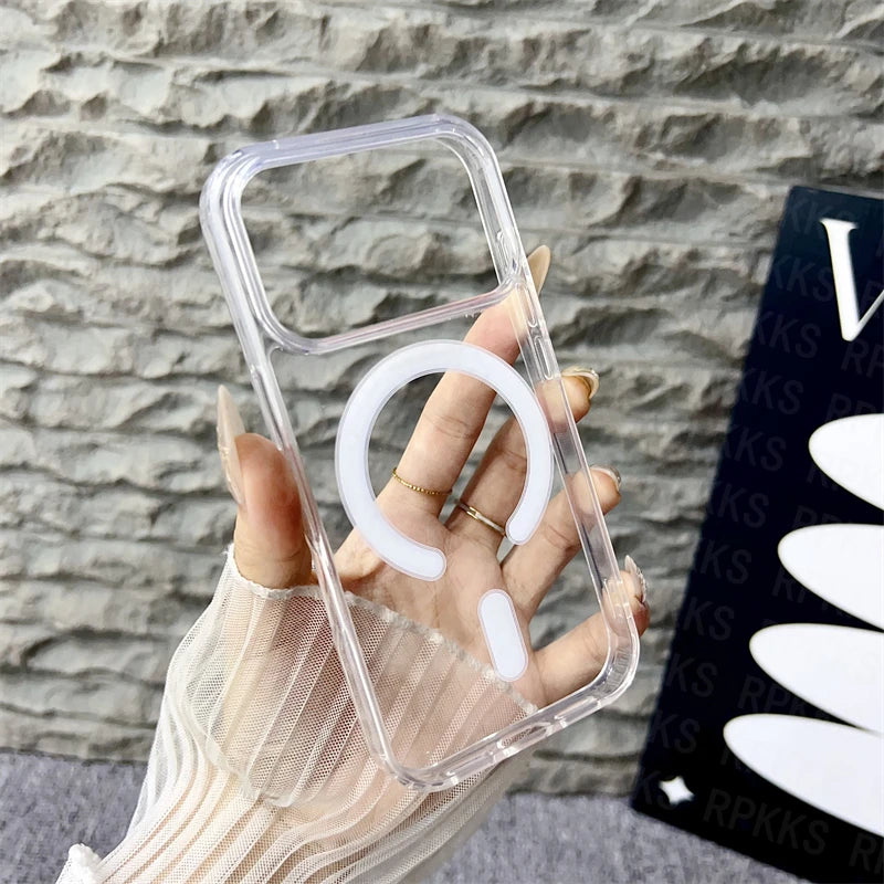 Original for Magsafe Magnetic Wireless Charging Case for  17 Air 16 15 14 13 12 11 Pro Max 17 plus Mini Clear Back Cover