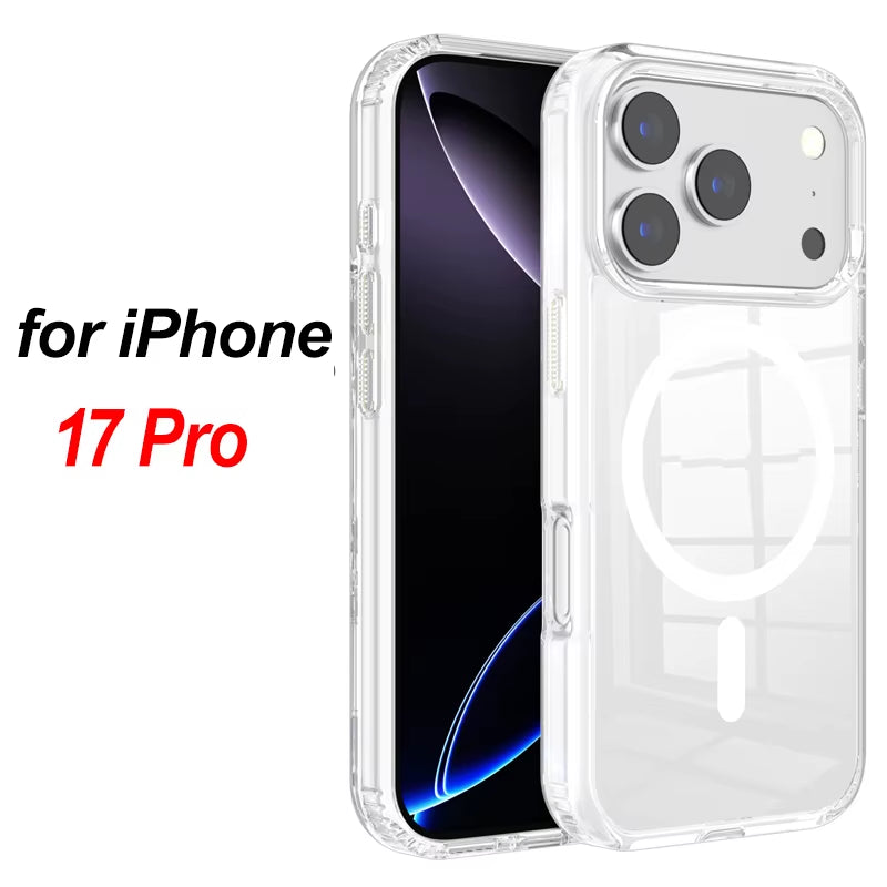 Strong Magnetic Case for Iphone 17 Pro Max/17Pro/17Air Transparent Phone Cover for Iphone 17 Suit for Magsafe Charging Shell