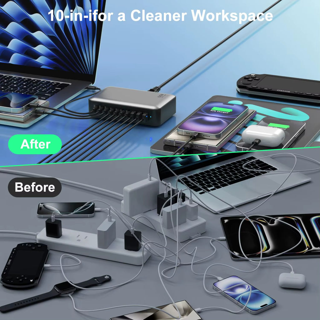 200/300/540/620W GaN High Power 10-Port Fast Charger