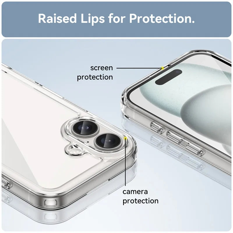For Iphone 16 Case Iphone 16 plus Pro Max Cover Luxury Clear PC Shockproof Silicone Protective Phone Back Cover for Iphone 16