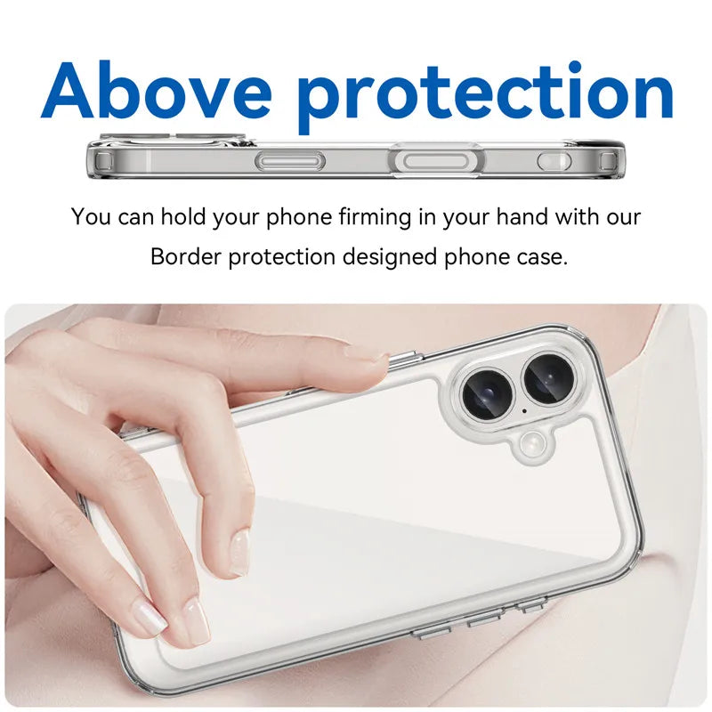 For Iphone 16 Case Iphone 16 plus Pro Max Cover Luxury Clear PC Shockproof Silicone Protective Phone Back Cover for Iphone 16
