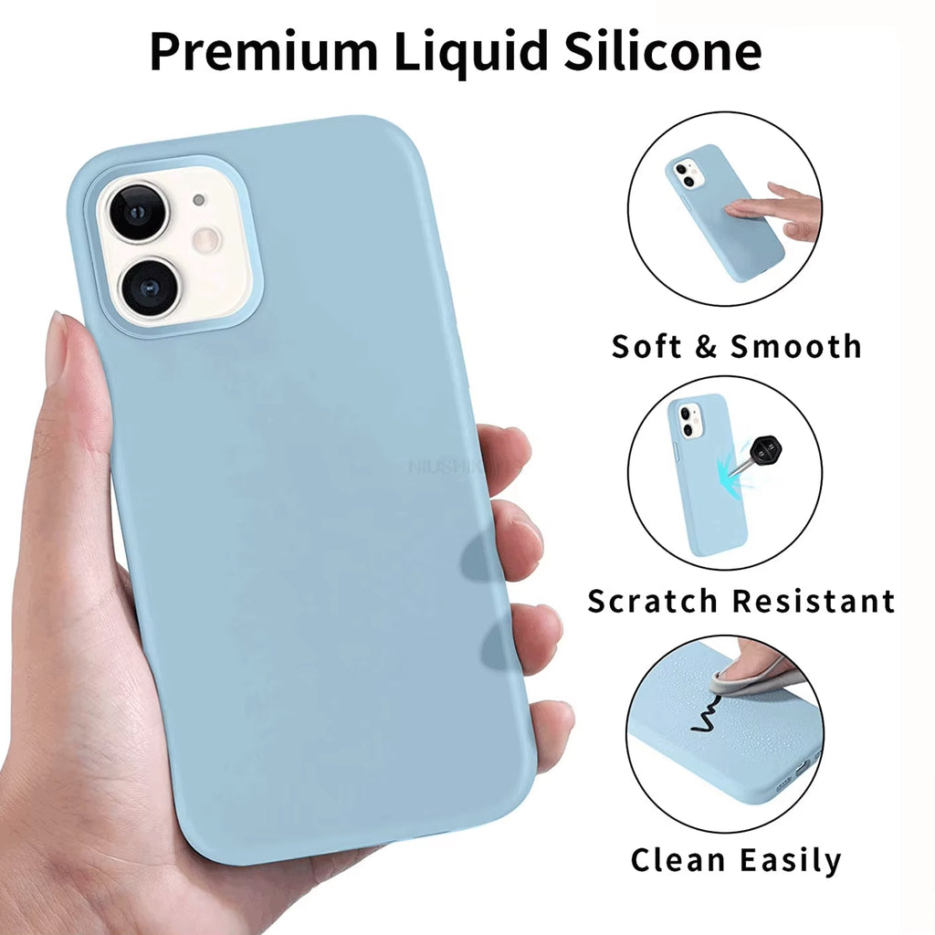 Liquid Silicone Case for Apple Iphone 15 16 14 13 12 11 17 Pro Max 17 Air 16 plus Phone Original Official Style Protective Cover